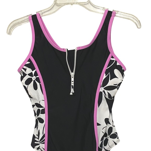 Raisins Point Dume Tank One Piece Swimsuit Girls 16 Black Cruise Vacation Beach - Picture 2 of 7